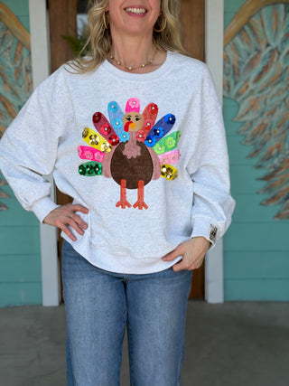 Queen of Sparkles Multi Flower Turkey Sweatshirt