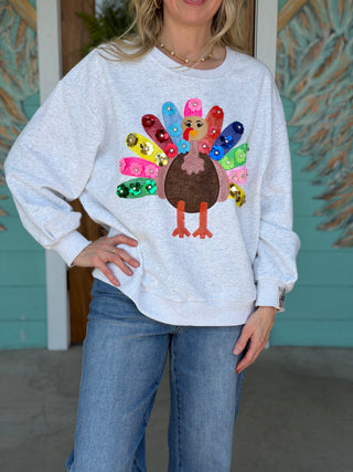 Queen of Sparkles Multi Flower Turkey Sweatshirt