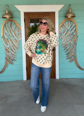 Queen of Sparkle Flower Print Feather Turkey Sweater