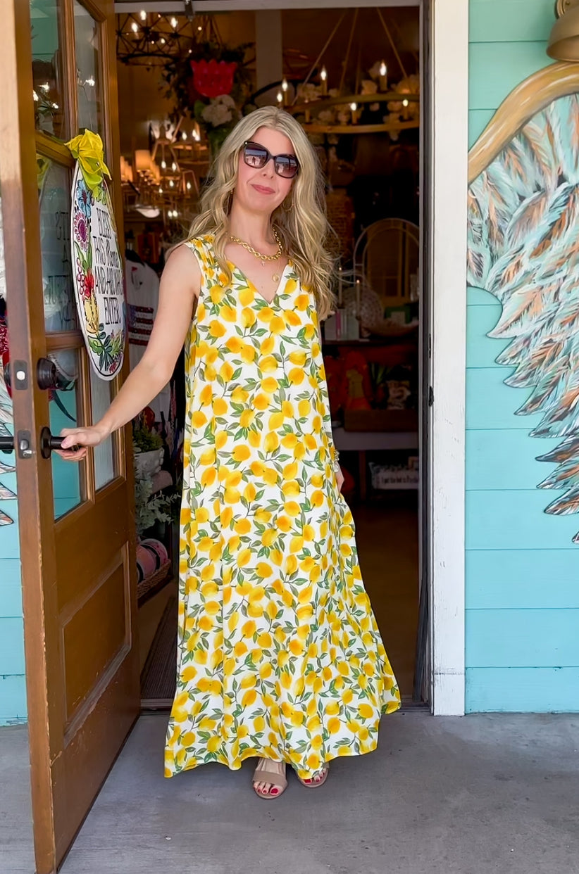 Jolene Lemon Maxi Dress