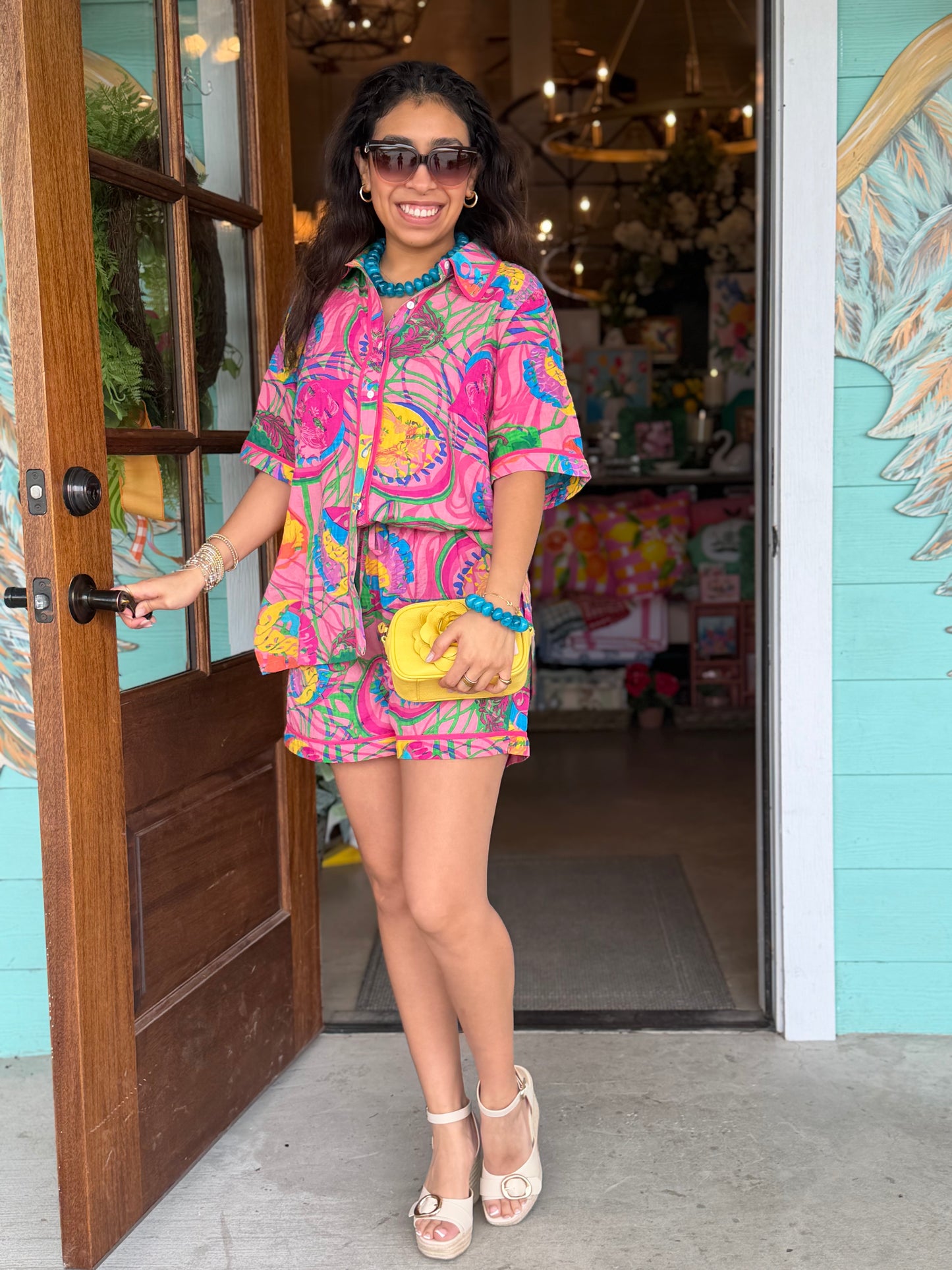 Pink Multi Perry Button Down Top