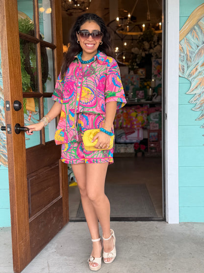 Pink Multi Perry Button Down Top