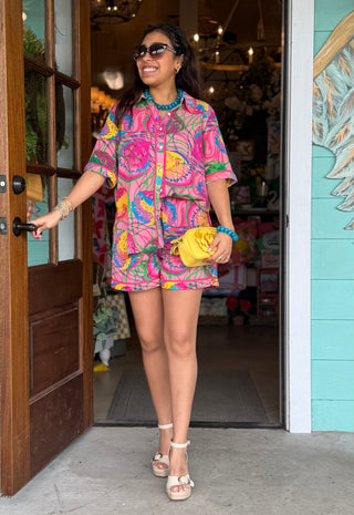 Pink Multi Perry Shorts
