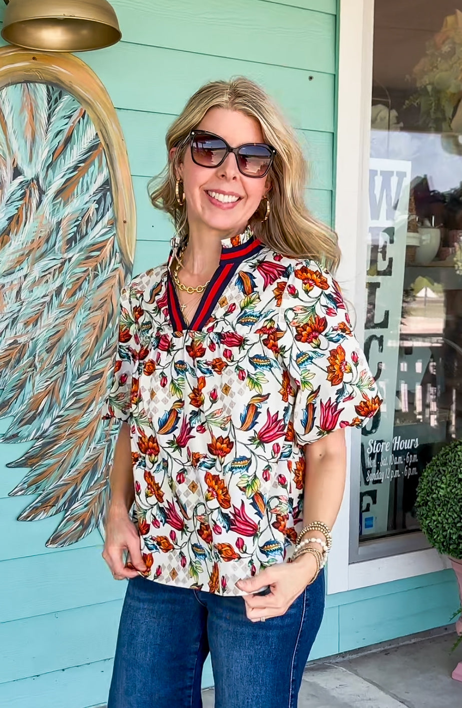 Ivory Bold Multi Floral Top