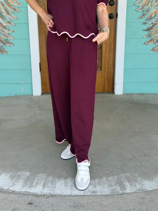 Plum w/Pink Scallop Detail Pants