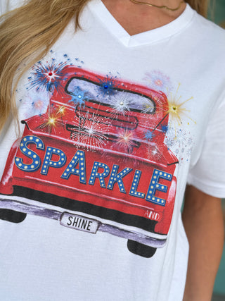 Red White & Blue Sparkle Truck Tee