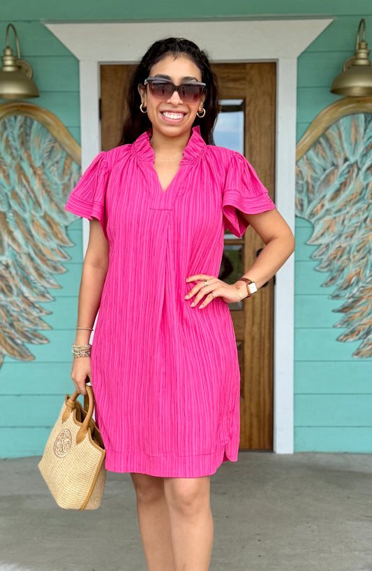Fuchsia V-Neck Luella Dress