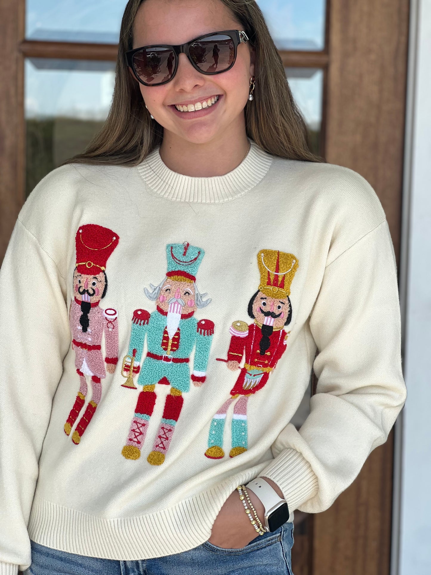 Whimsy Nutcracker Cream Sweater