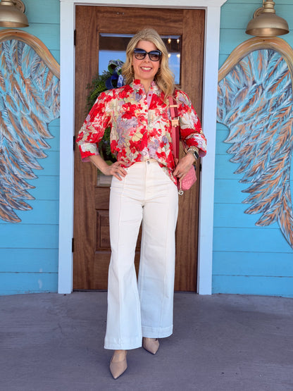 Mica White HR Wide Leg Denim