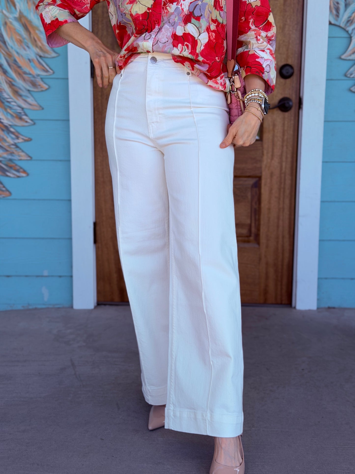 Mica White HR Wide Leg Denim