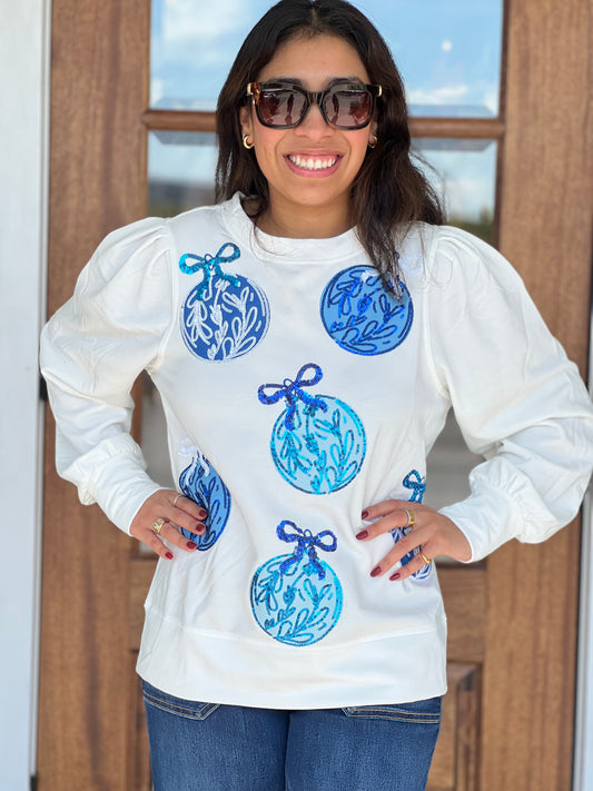 Blue Ornament Kelly Sweatshirt