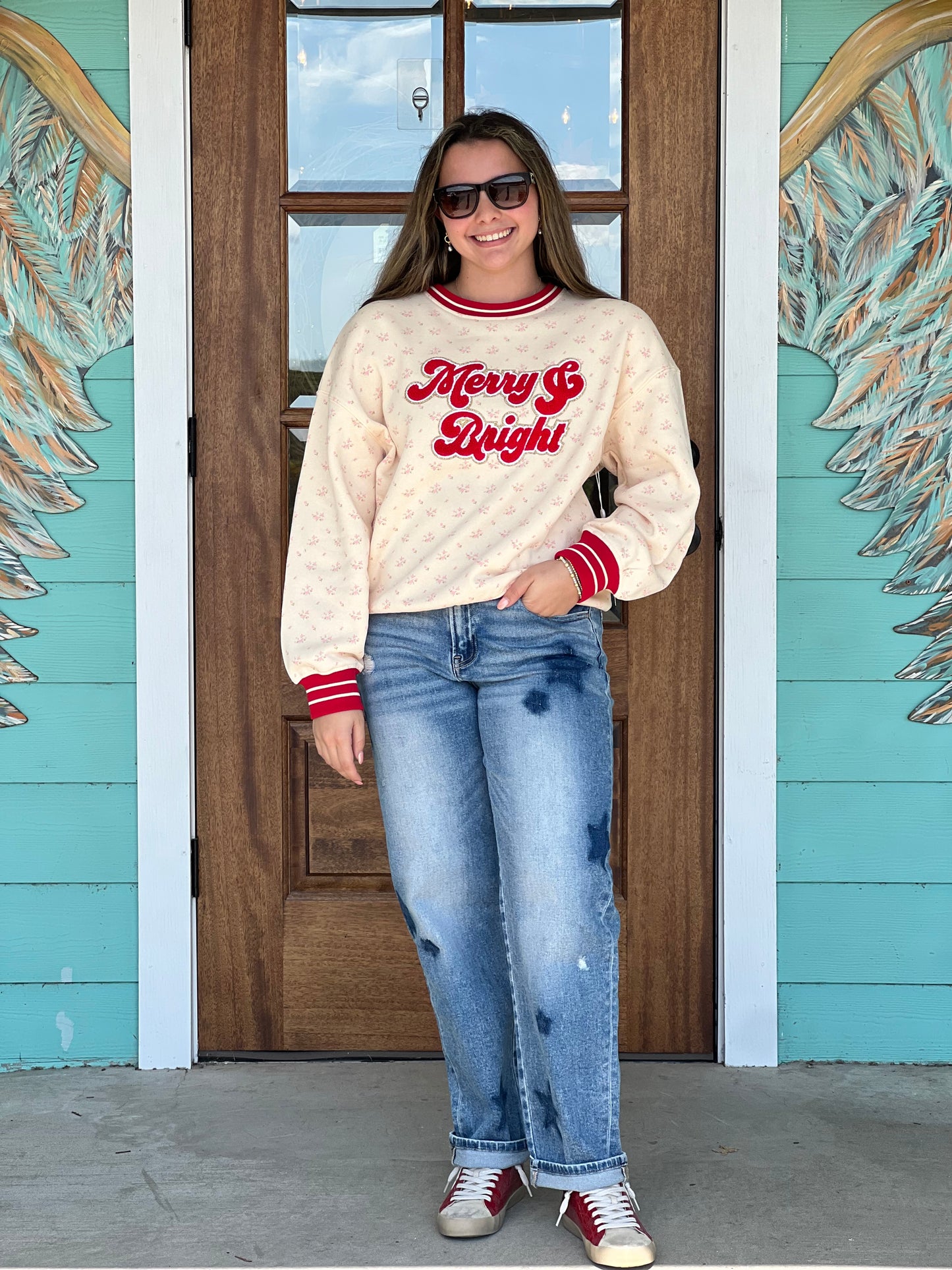 Varsity Floral Merry & Bright Sweatshirt
