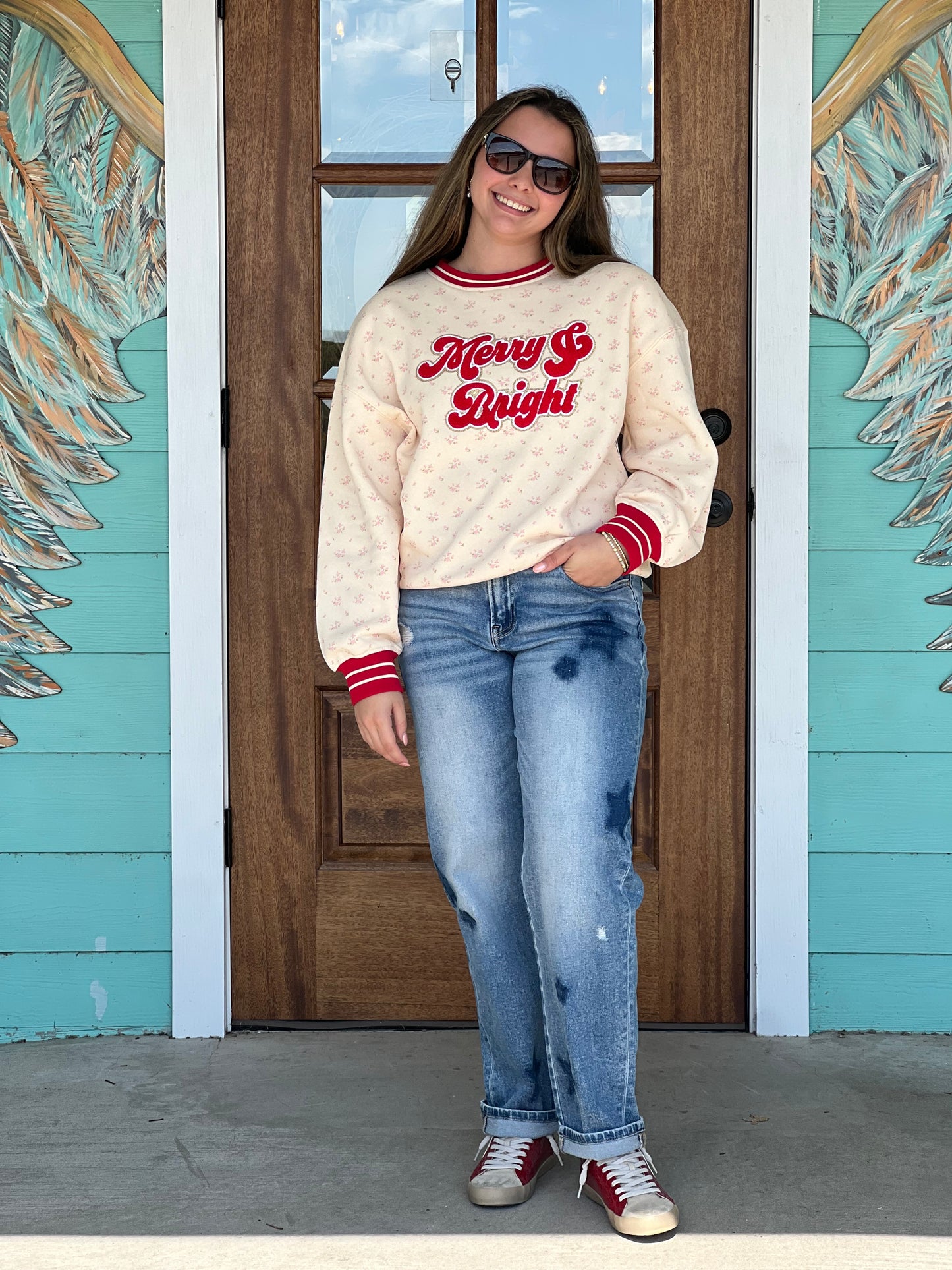 Varsity Floral Merry & Bright Sweatshirt