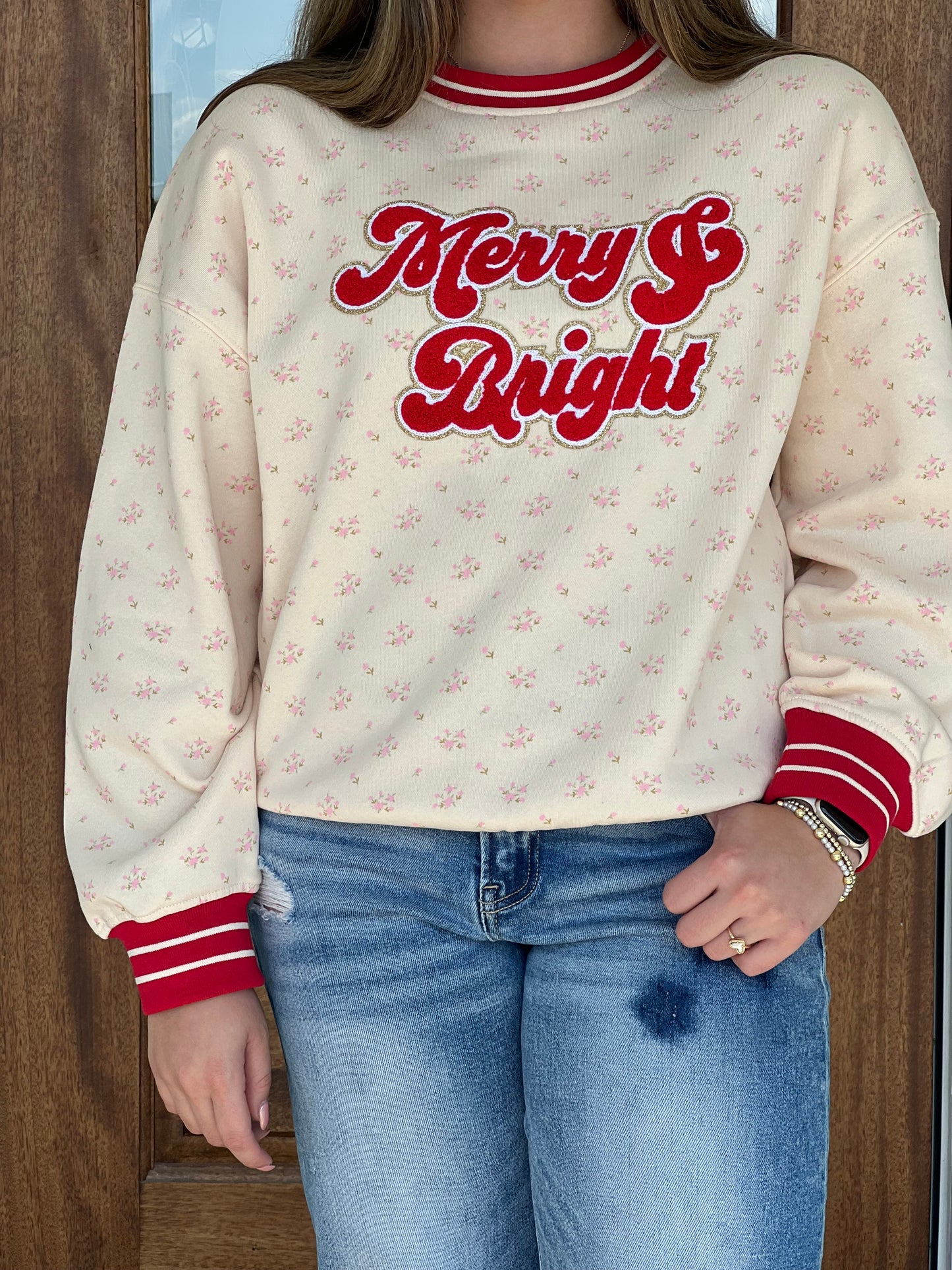 Varsity Floral Merry & Bright Sweatshirt