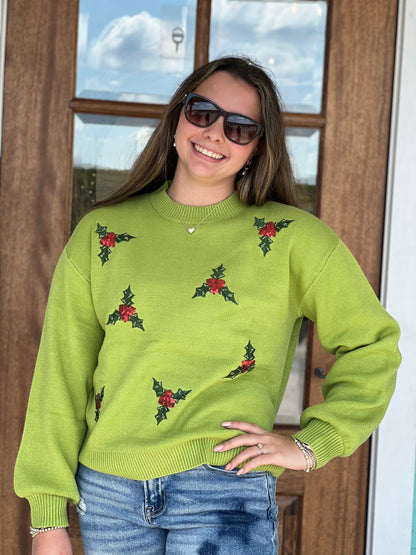 Jolly for Holly Pear Crew Sweater
