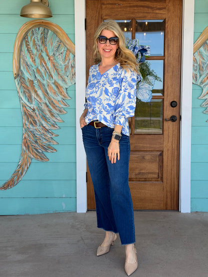 Ashlyn Blue Porcelain Vines Top