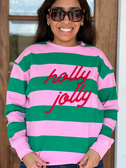 Holly Jolly Striped Sweatshirt