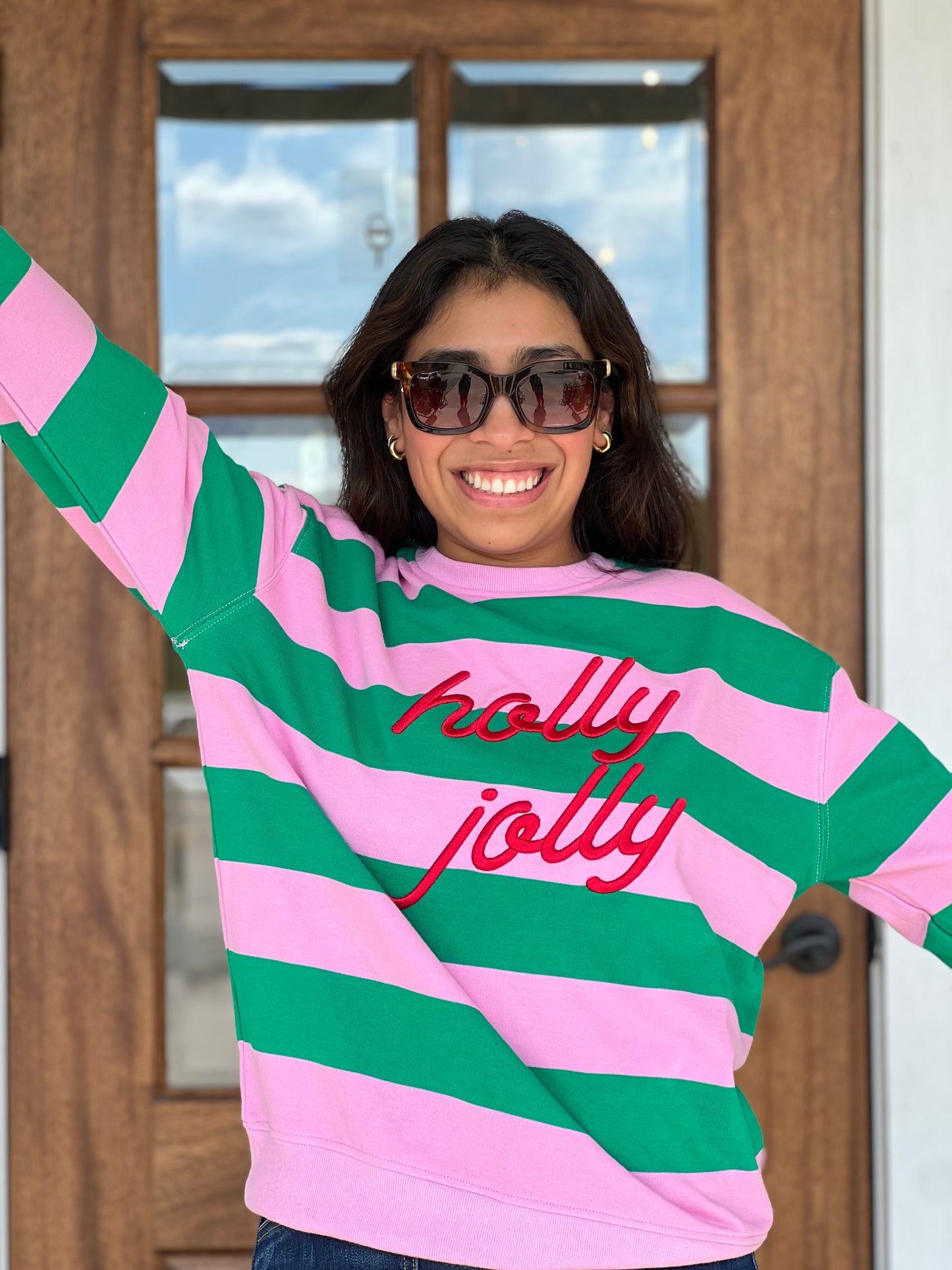 Holly Jolly Striped Sweatshirt