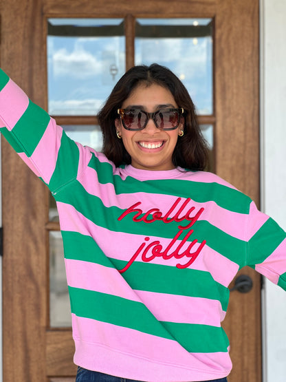 Holly Jolly Striped Sweatshirt