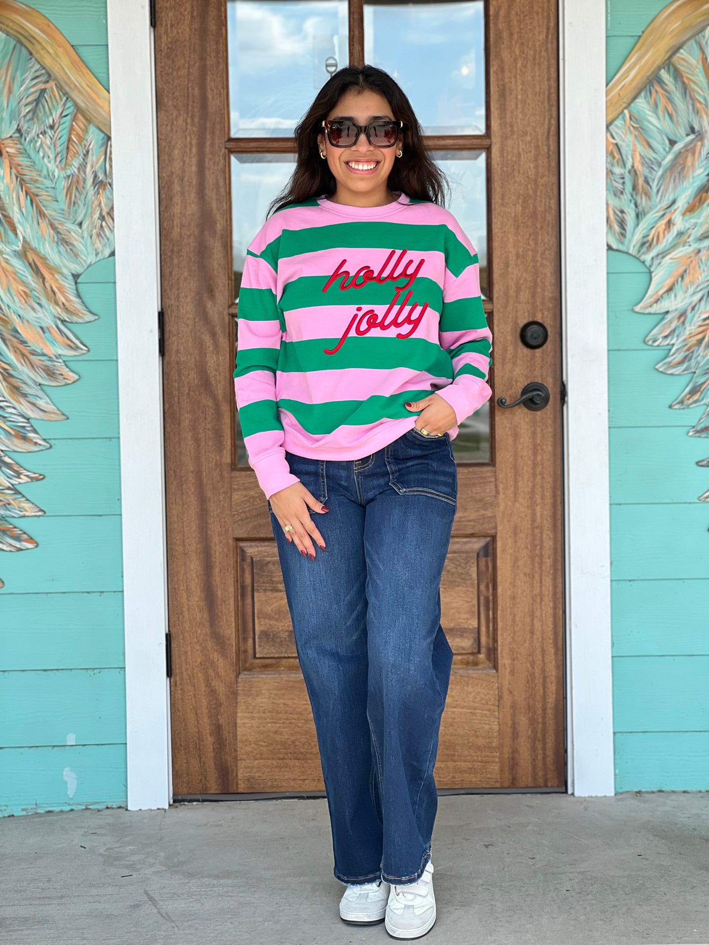 Holly Jolly Striped Sweatshirt
