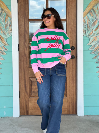 Holly Jolly Striped Sweatshirt