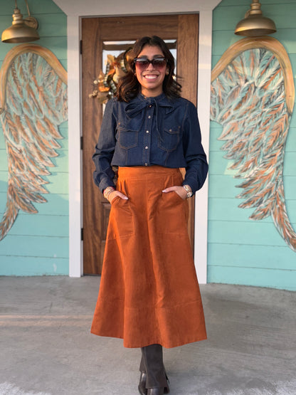 Treebark Faux Suede A-Line Skirt