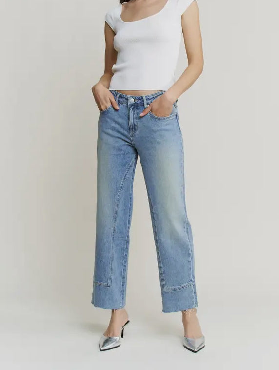 Mica Mid Rise Ankle Straight Leg Denim