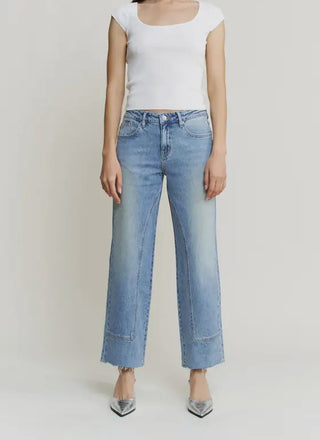 Mica Mid Rise Ankle Straight Leg Denim