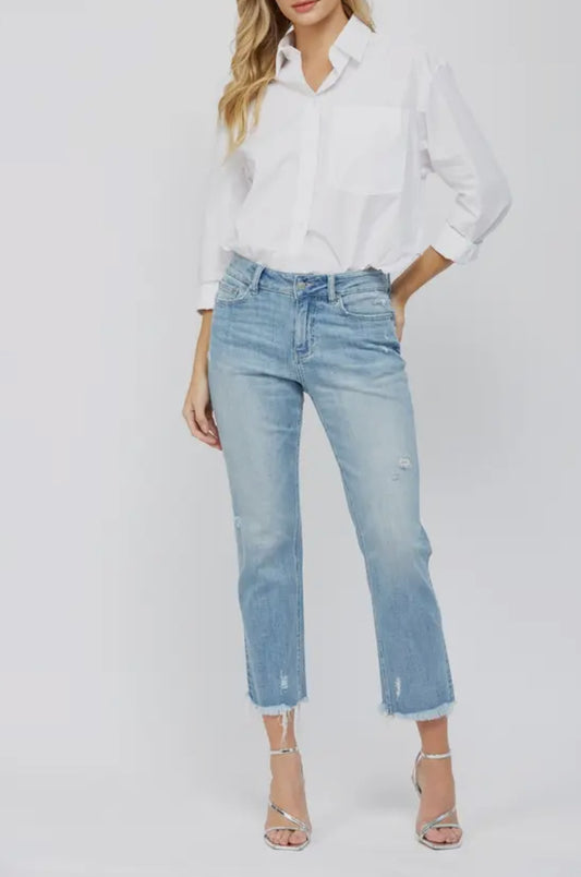 Mica Mid Rise Cig Crop Light Denim