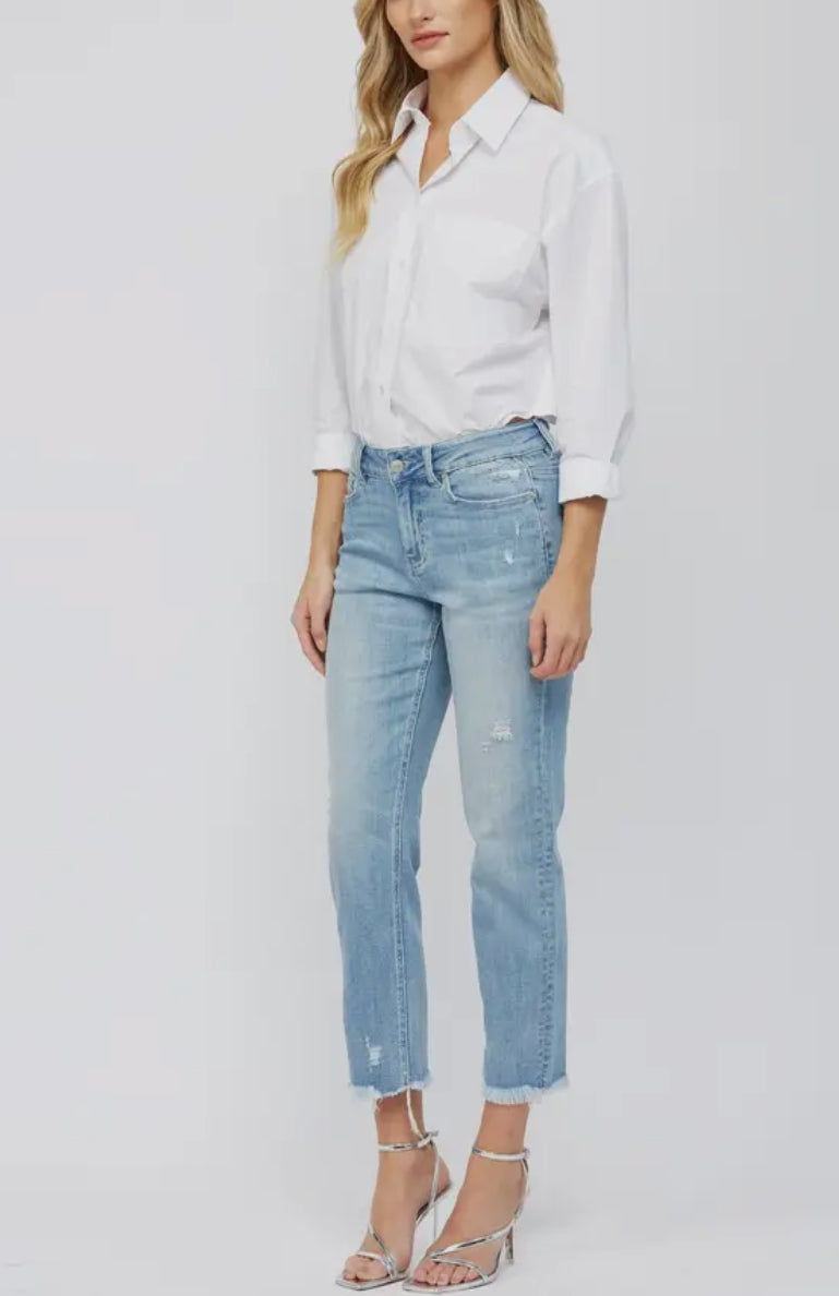 Mica Mid Rise Cig Crop Light Denim