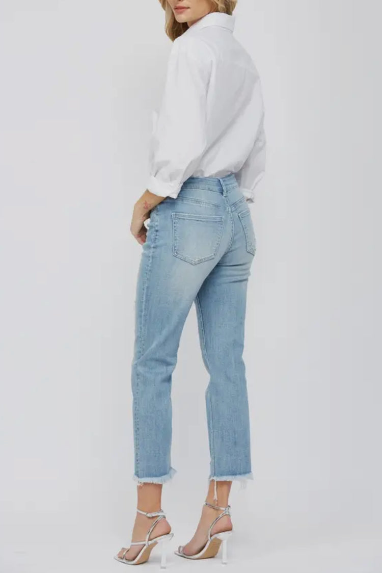 Mica Mid Rise Cig Crop Light Denim