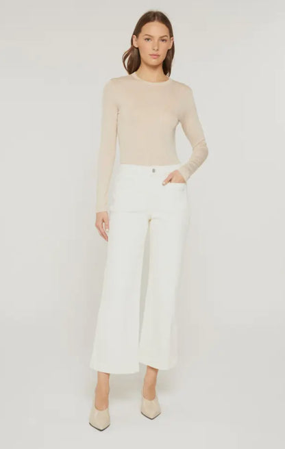 Mica Cream HR Cropped Wide Leg Jeans