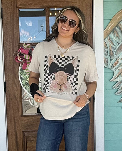 Checkered Bunny Glsses Tee
