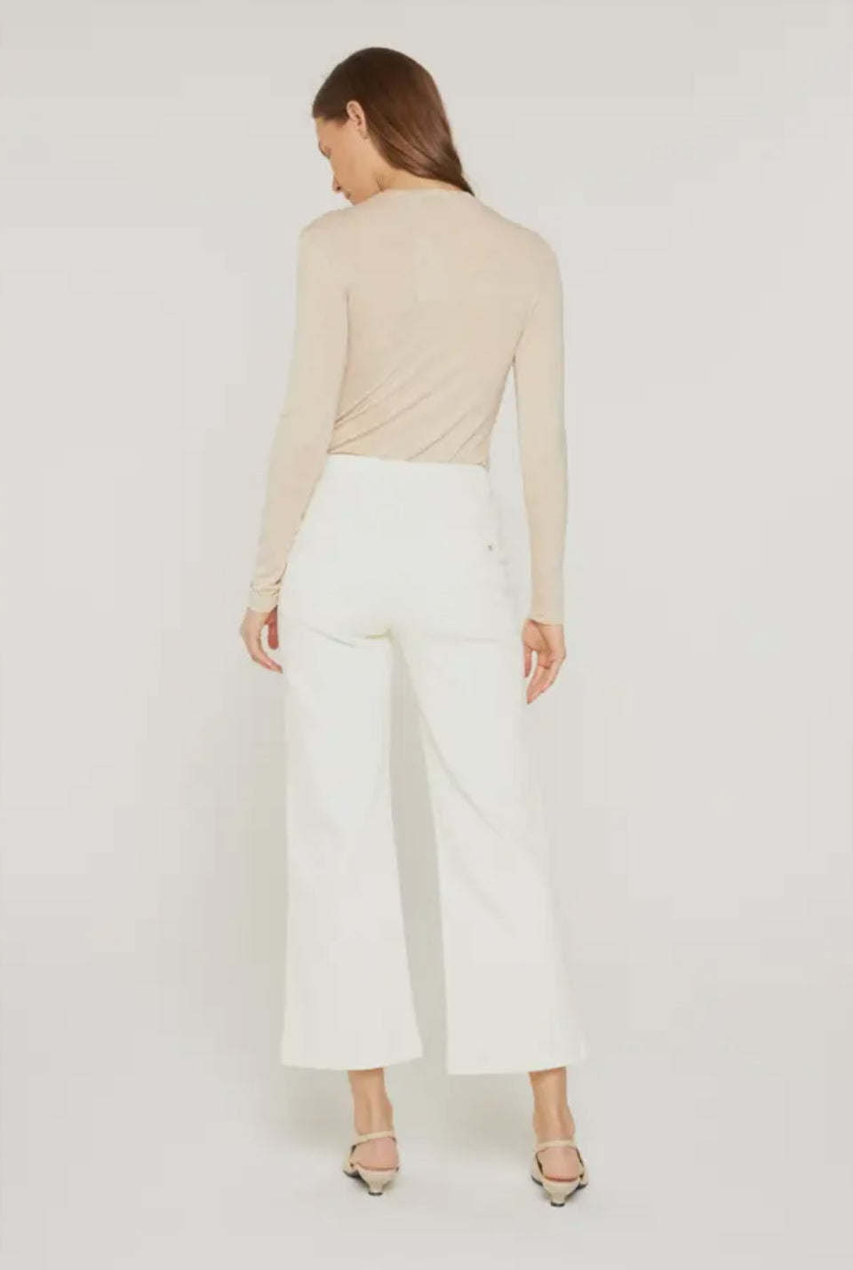 Mica Cream HR Cropped Wide Leg Jeans