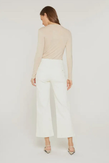 Mica Cream HR Cropped Wide Leg Jeans