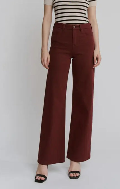 Mica Burgundy HR Wide Leg Denim