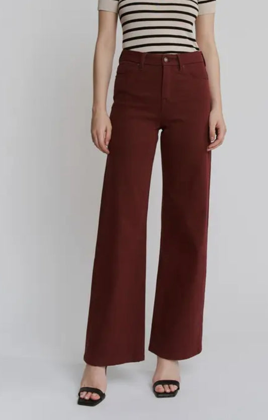 Mica Burgundy HR Wide Leg Denim