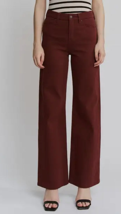 Mica Burgundy HR Wide Leg Denim