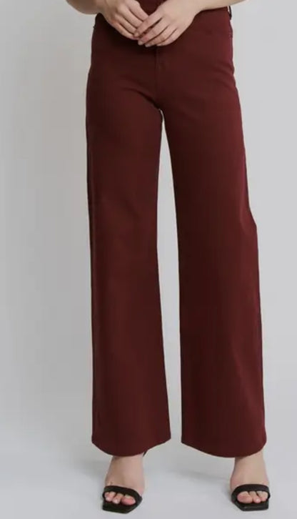 Mica Burgundy HR Wide Leg Denim