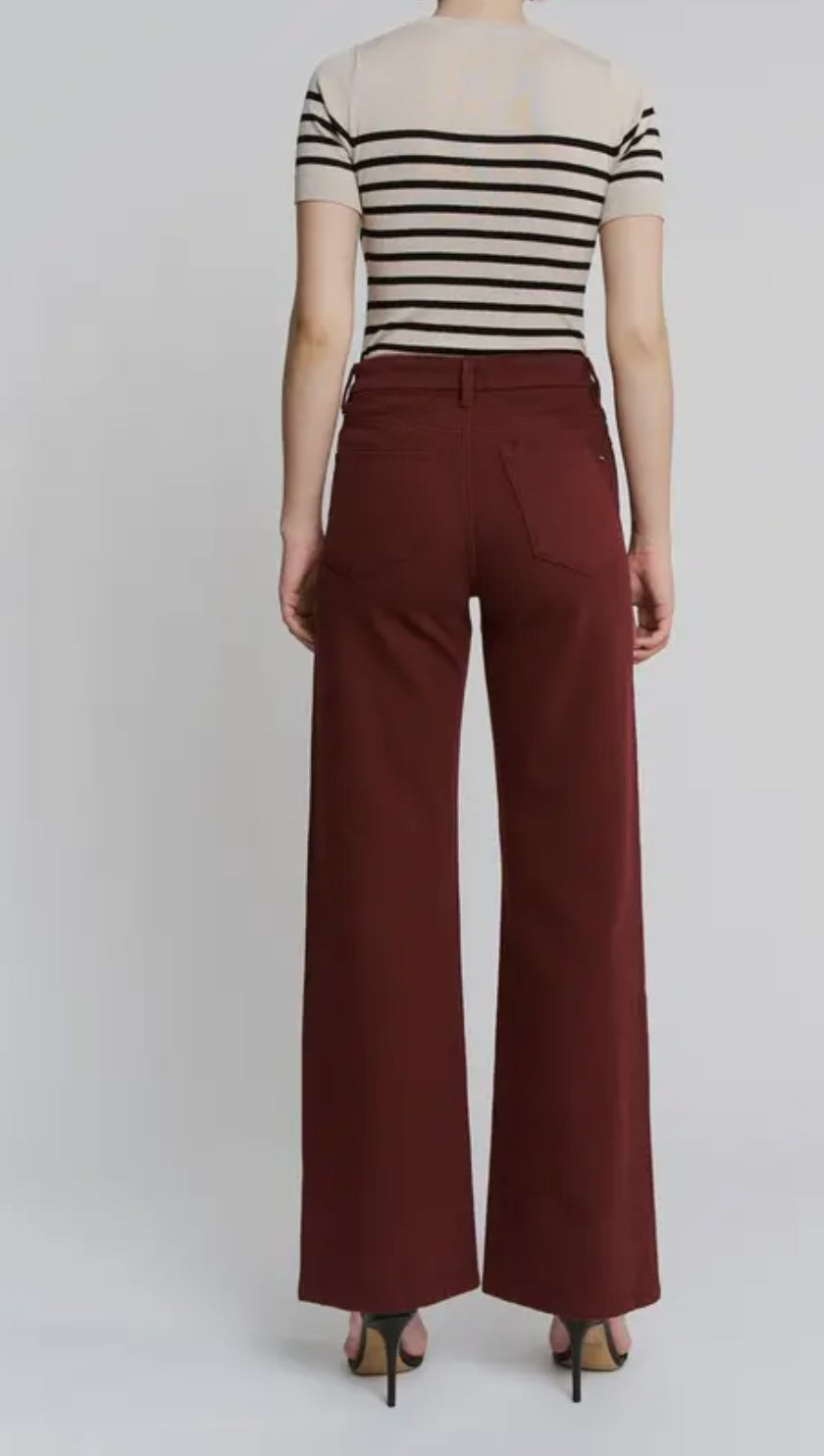 Mica Burgundy HR Wide Leg Denim