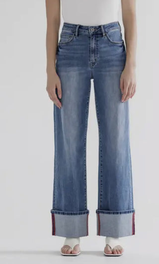 Mica HR Wide Leg Cuff Hem Denim