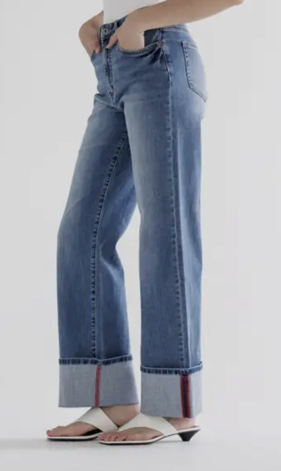 Mica HR Wide Leg Cuff Hem Denim