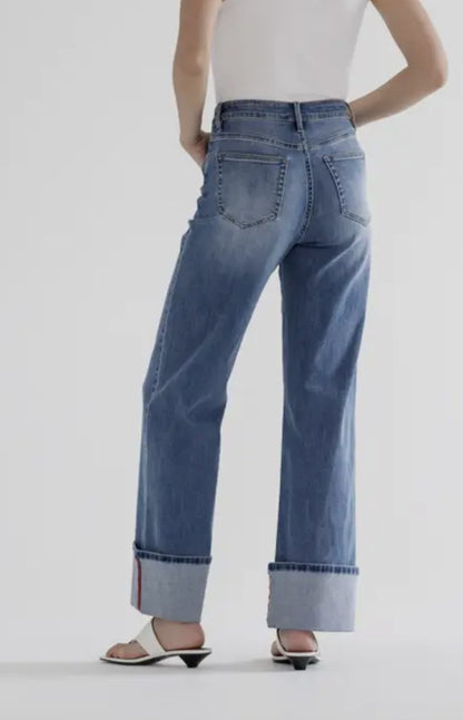 Mica HR Wide Leg Cuff Hem Denim