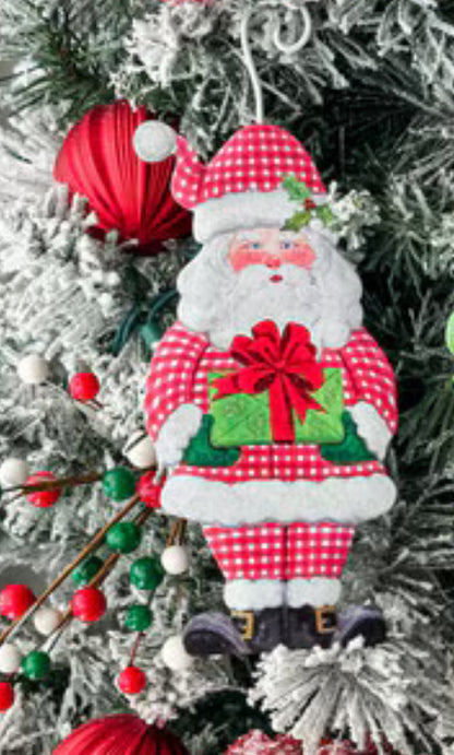 RTC Gingham Santa Ornament