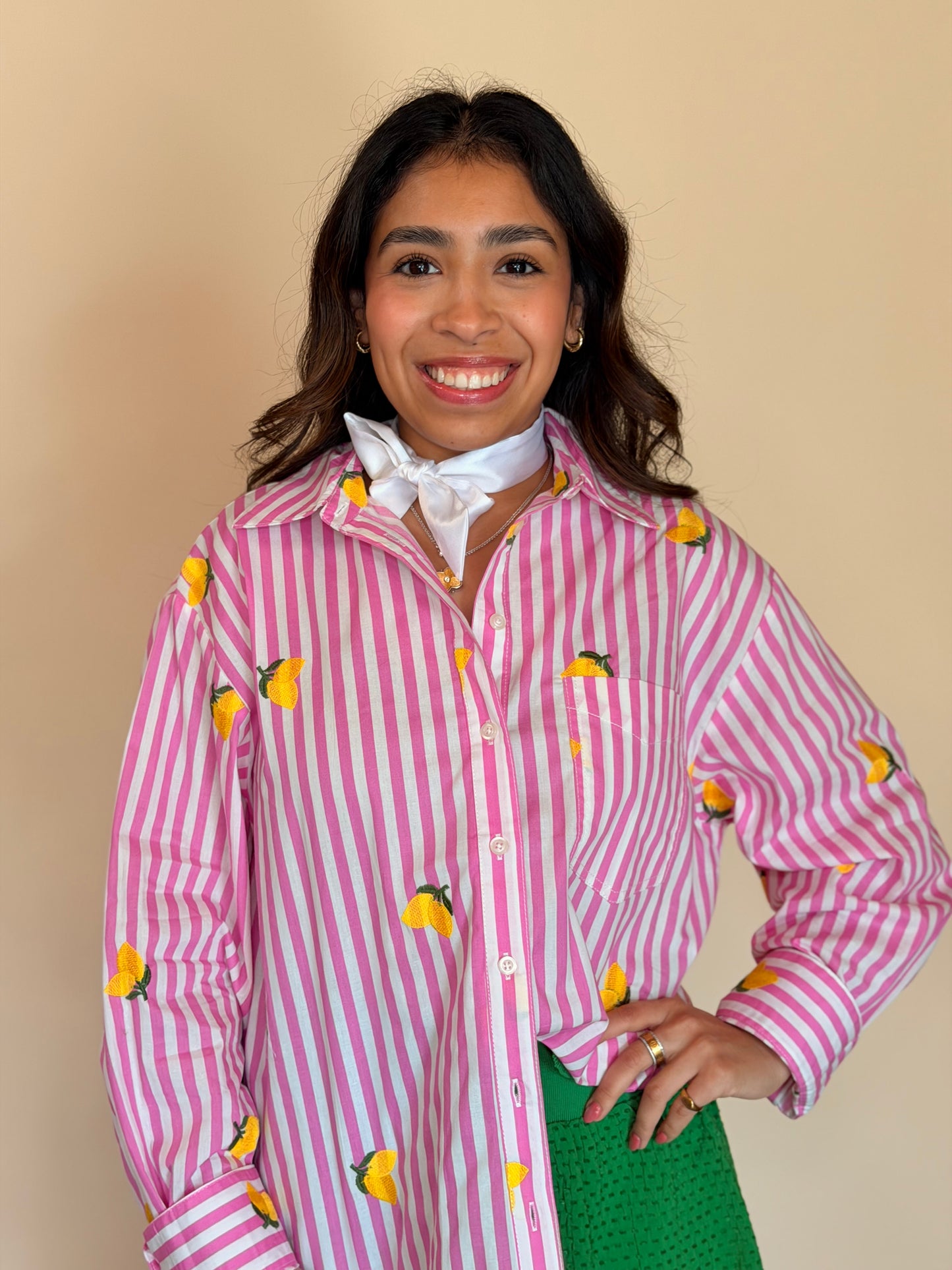 Hot Pink Stripe Lemon Top