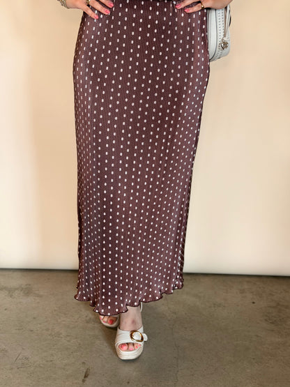 Brown & Ivory Polkadot Midi Skirt