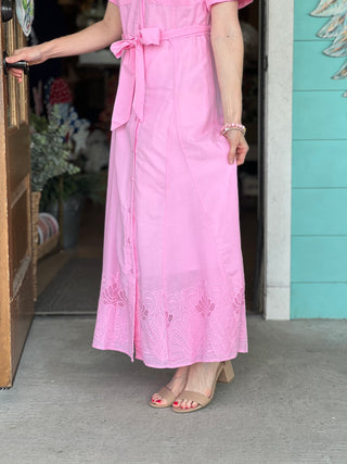Petal Pink Button Down Midi Dress