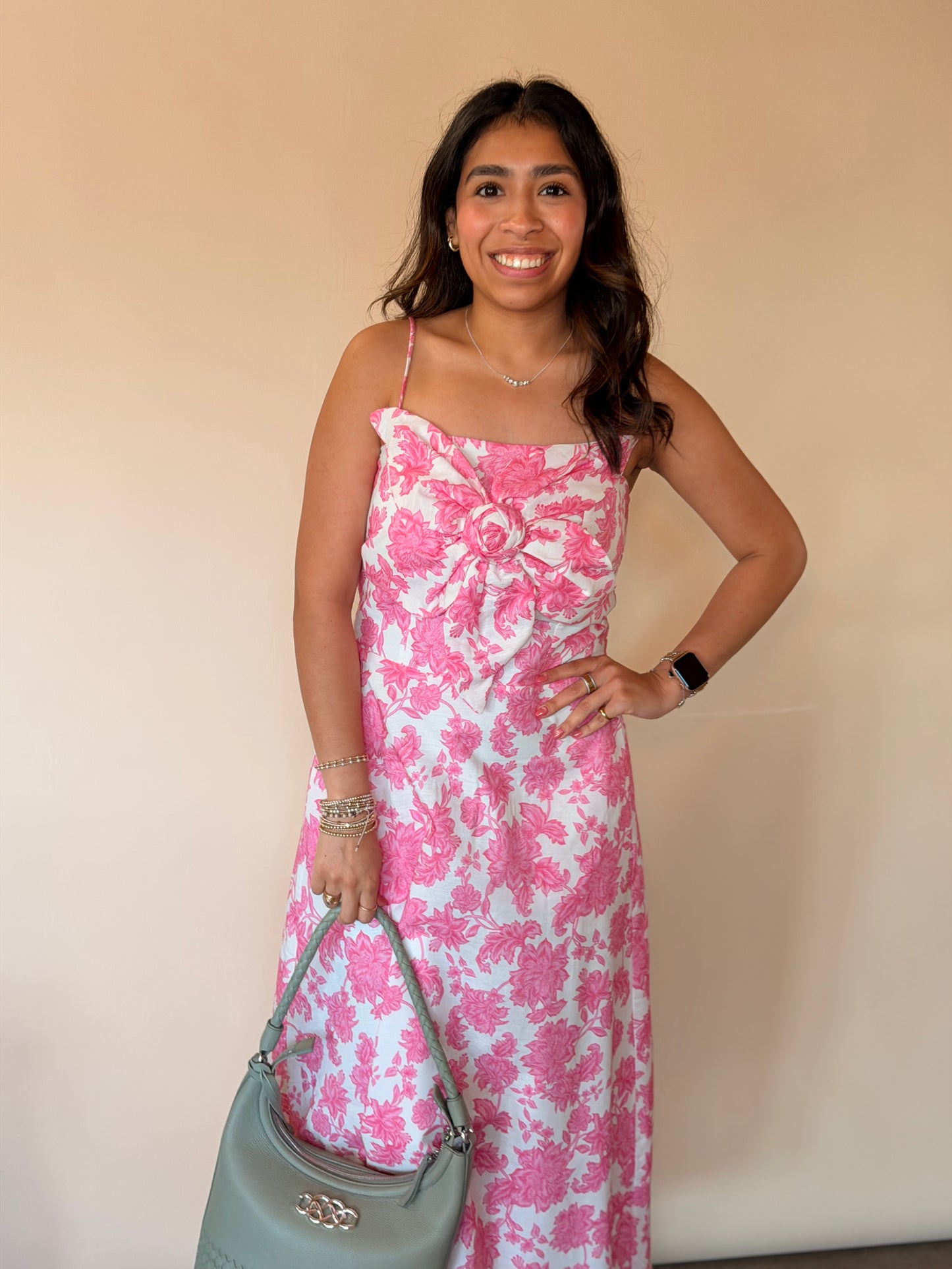 Pink Botanical Garden Midi Dress