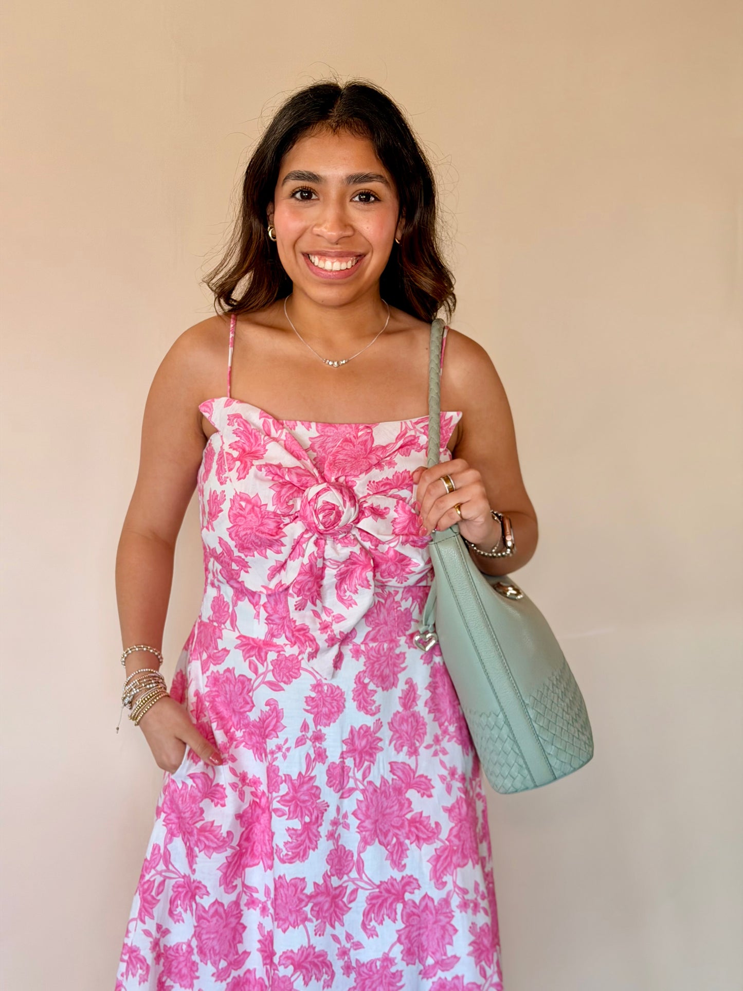 Pink Botanical Garden Midi Dress