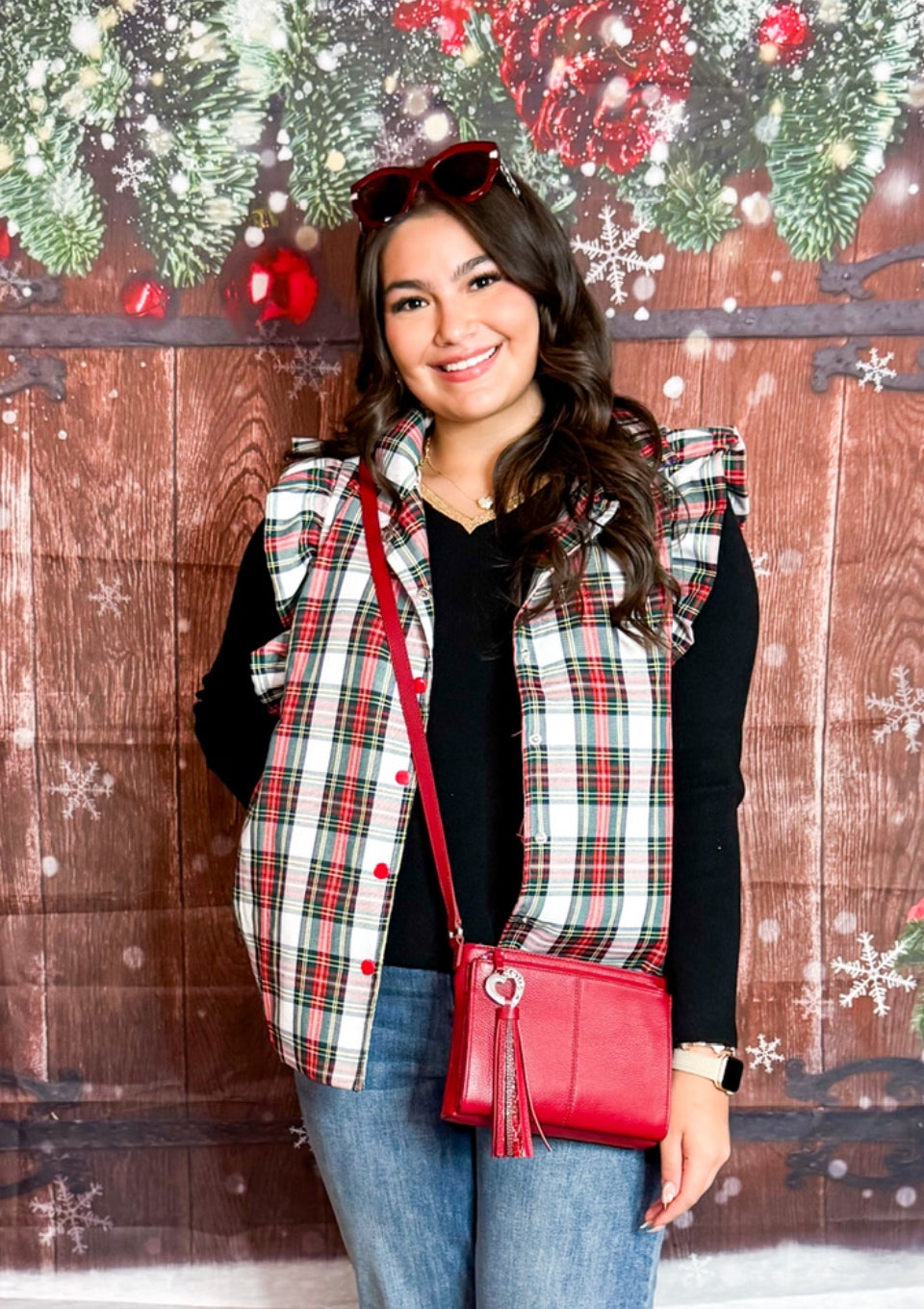 White Plaid Scottie Vest